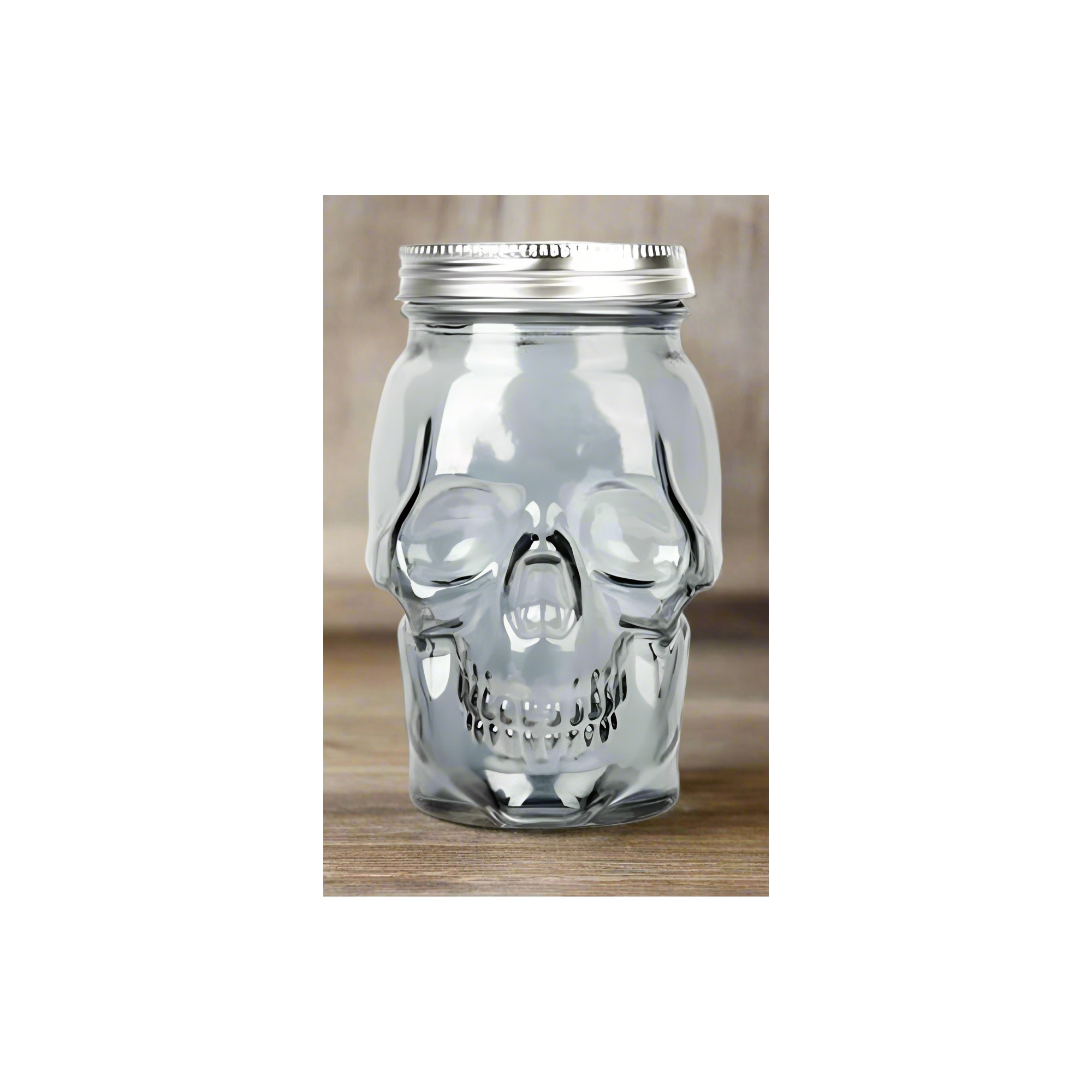 Skull Mason Jar with Lid, 4-Piece Set (2 skull Mason Jars & 2 Lids) 16oz, Smoke