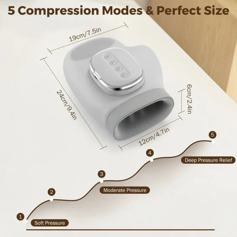 5-Level Electric Hand Vibration Device with Hot Compress Grey