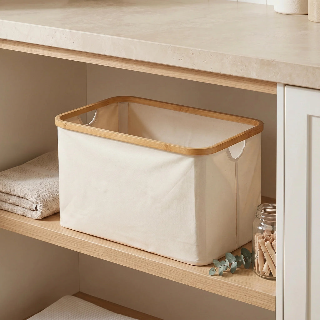 Beige Linen Basket – Large Without Handle