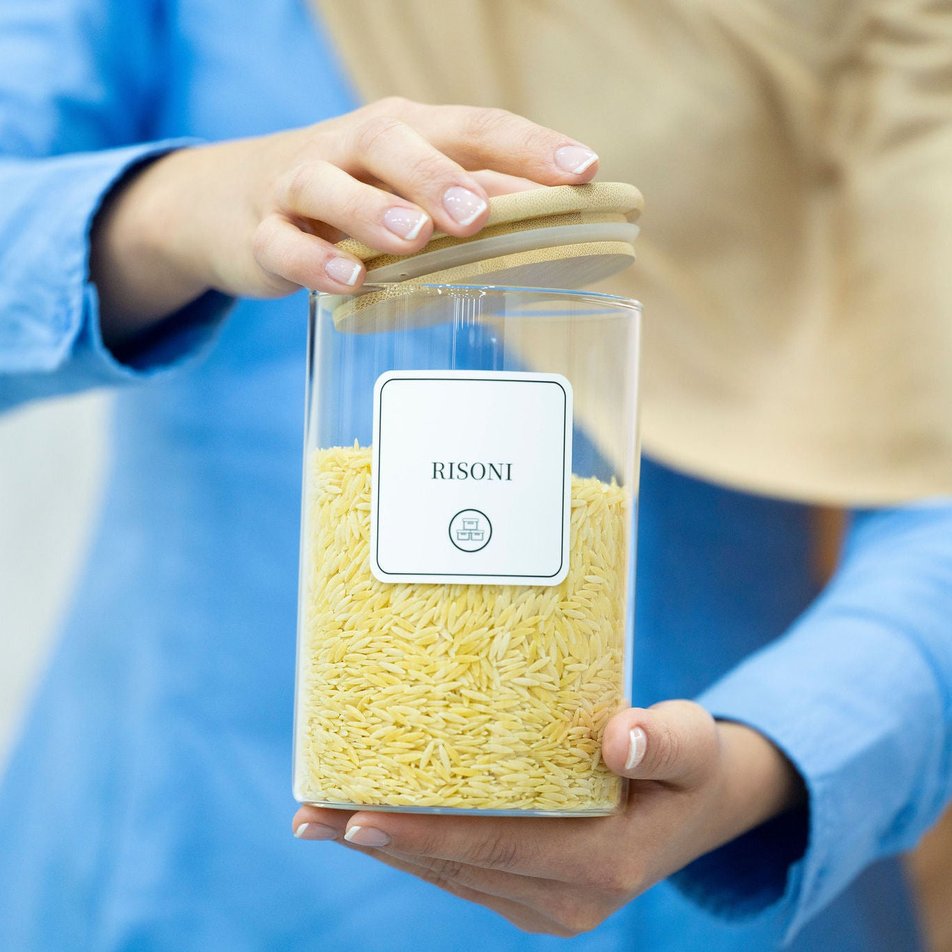 Round Glass Jar with Bamboo Lid - 1250ml