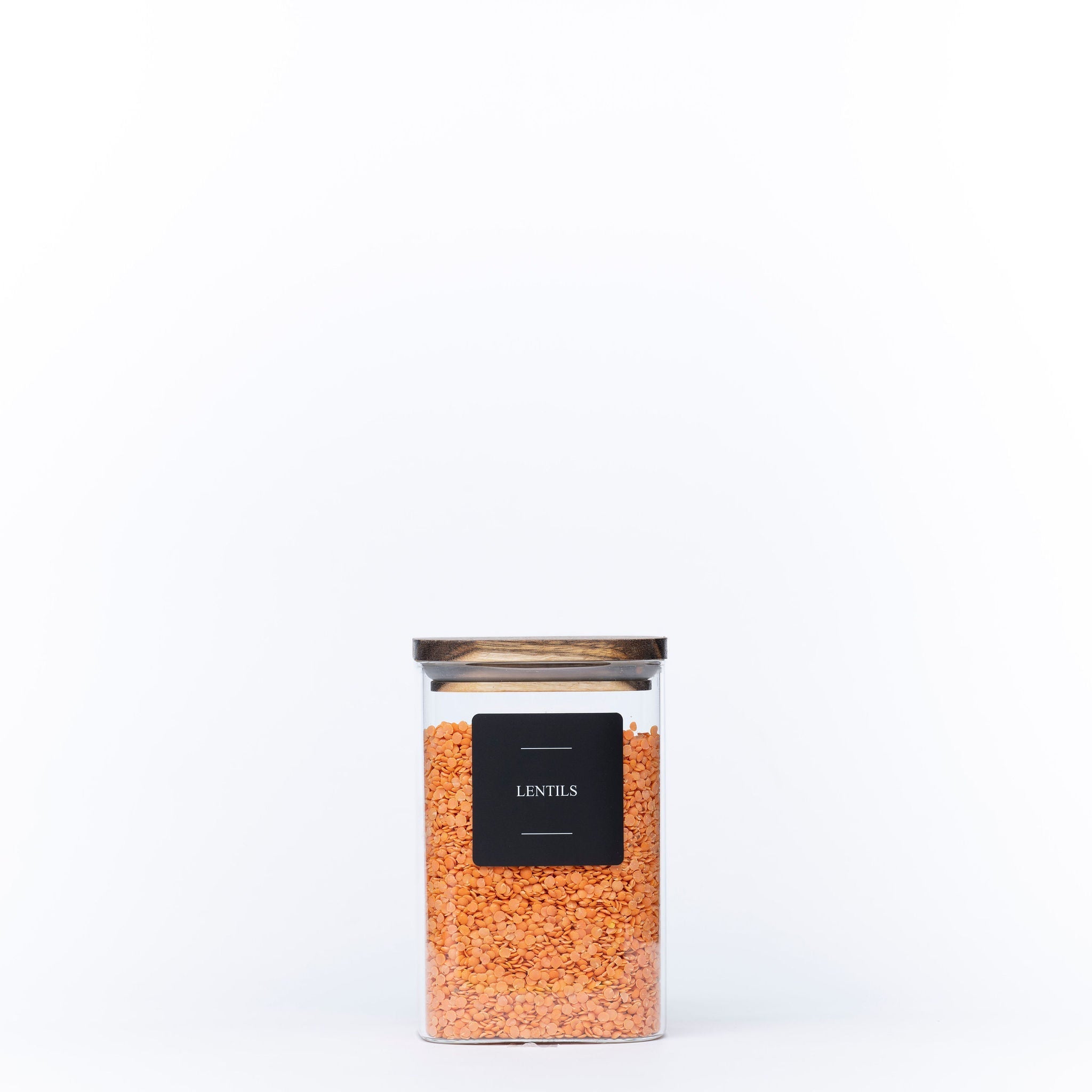 Square Acacia Lid Glass Jars – 5 Sizes