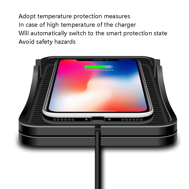 NNEIDS 2-In-1 Non-Slip Wireless Charger For C7 Car Navigation - Black