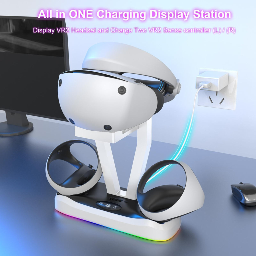 NNEIDS Playstation Magnetic Charging Base With Rgb Light And Storage Rack