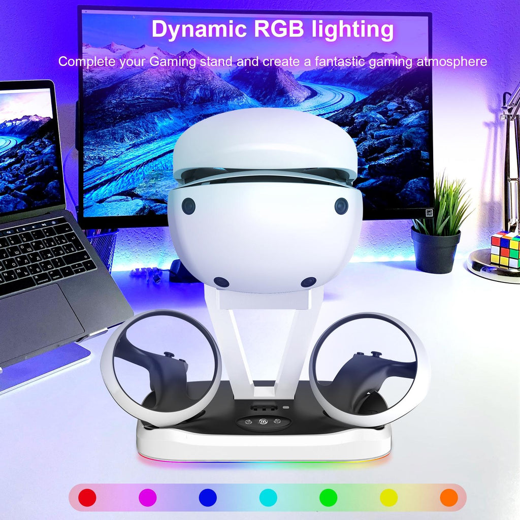 NNEIDS Playstation Magnetic Charging Base With Rgb Light And Storage Rack