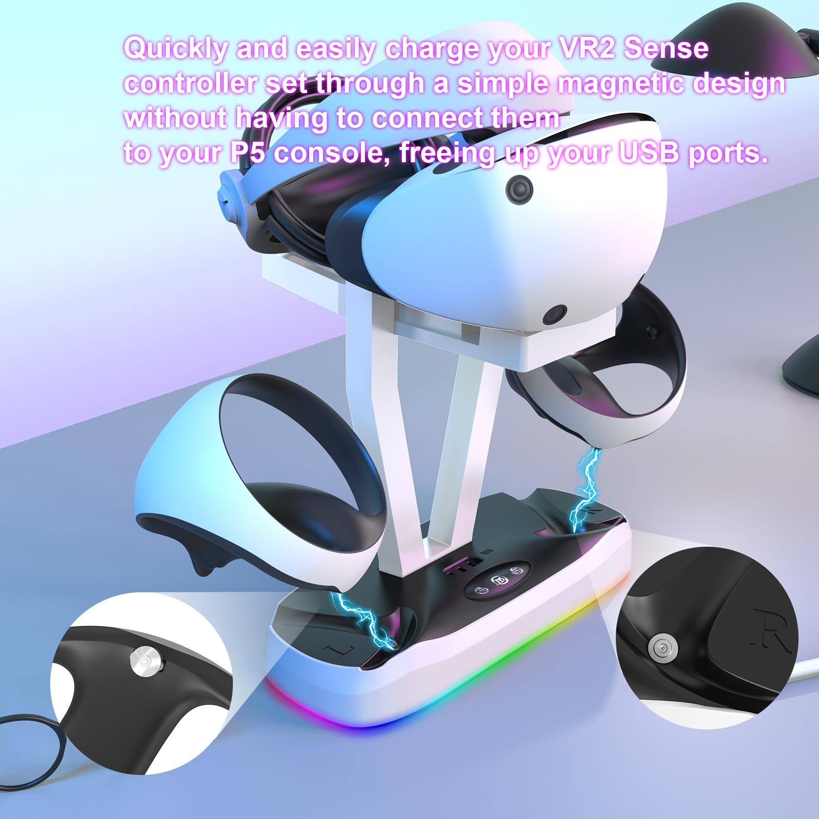 NNEIDS Playstation Magnetic Charging Base With Rgb Light And Storage Rack