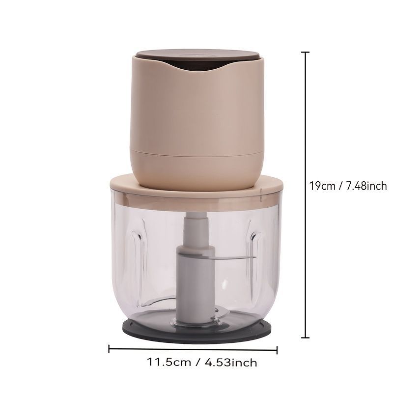 wireless meat grinder, USB charging meat grinder, 600ml food processor, multifunctional kitchen appliance, mincer, juicer, ice crusher, cordless blender, home electric food processor, Australian kitchen tool - Beige - Size 600ml