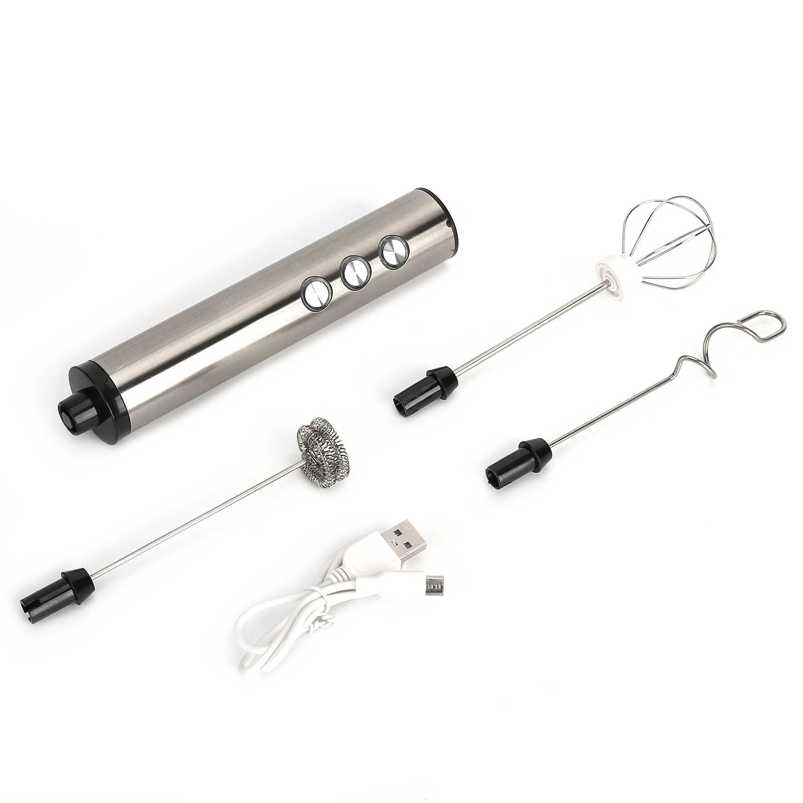 Stainless Steel Milk Frother USB Charging Handheld Electric Egg Beater for Home Kitchen
