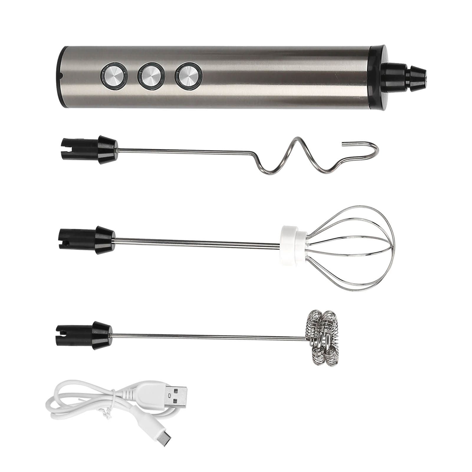 Stainless Steel Milk Frother USB Charging Handheld Electric Egg Beater for Home Kitchen