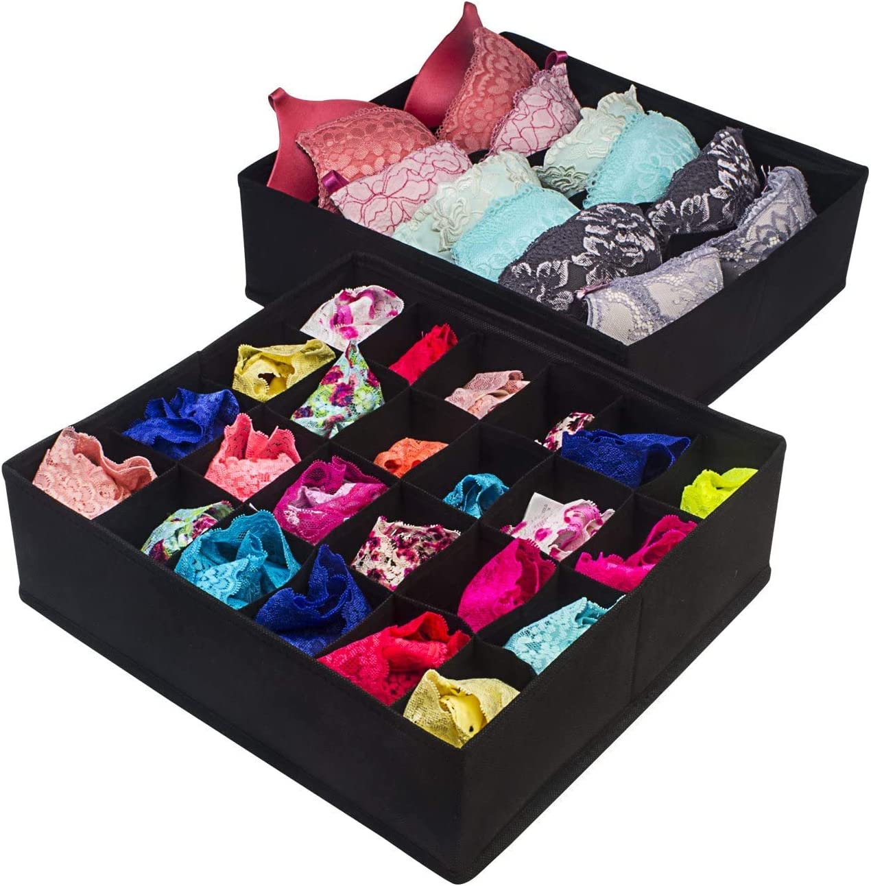 NNEDSZ 4 Pack Foldable Drawer Dividers Storage Boxes (Black)