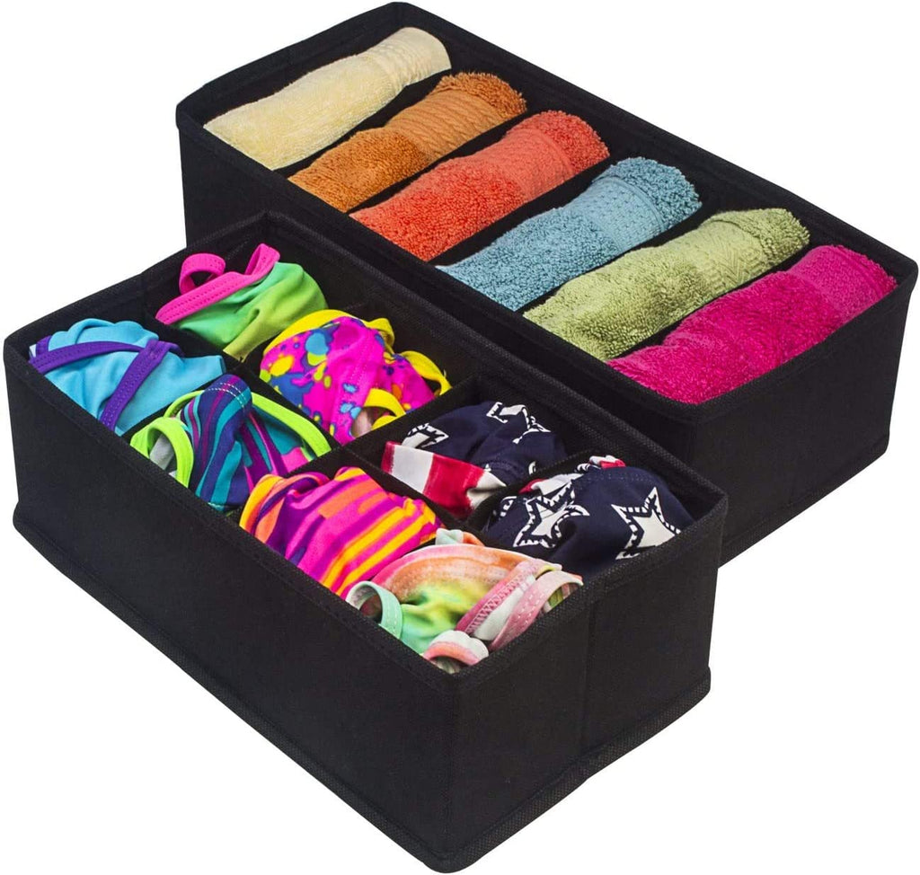 NNEDSZ 4 Pack Foldable Drawer Dividers Storage Boxes (Black)