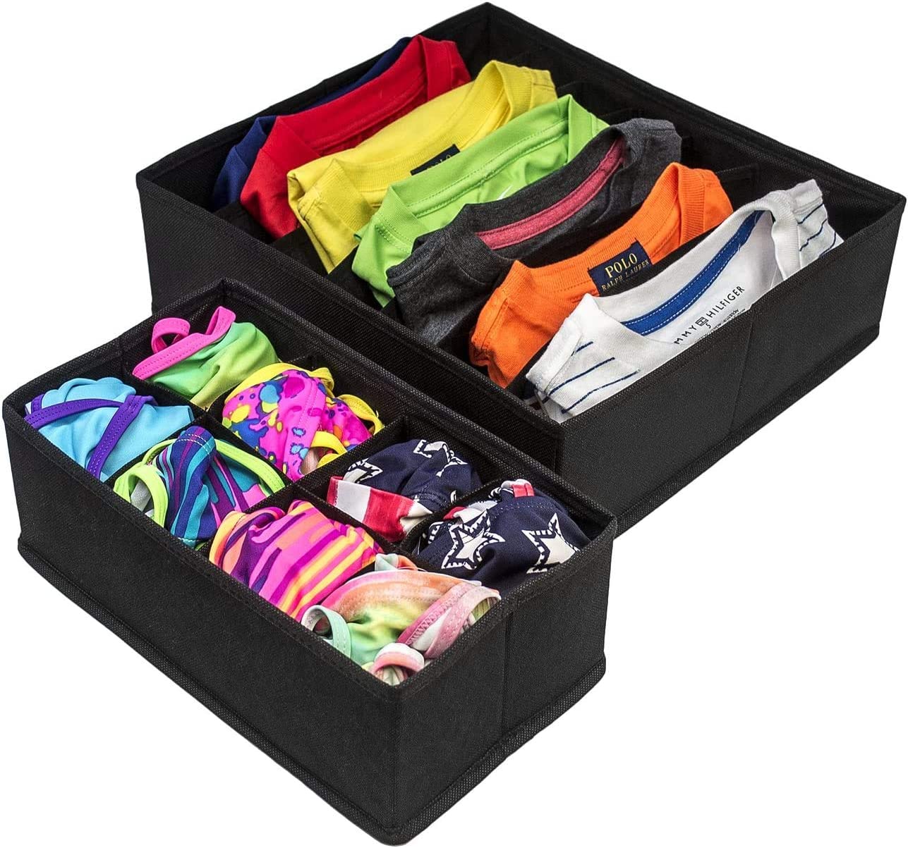NNEDSZ 4 Pack Foldable Drawer Dividers Storage Boxes (Black)
