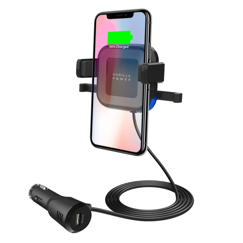 NNEDSZ mbeat Gorilla Power 10W Wireless Car Charger With 2.4A USB Charging, Air Vent Clip & Windshield Stand