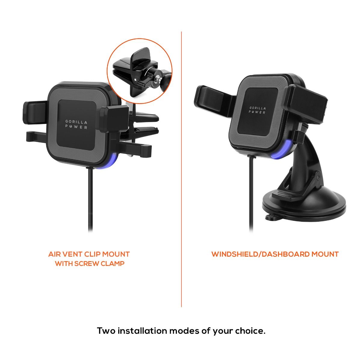 NNEDSZ mbeat Gorilla Power 10W Wireless Car Charger With 2.4A USB Charging, Air Vent Clip & Windshield Stand