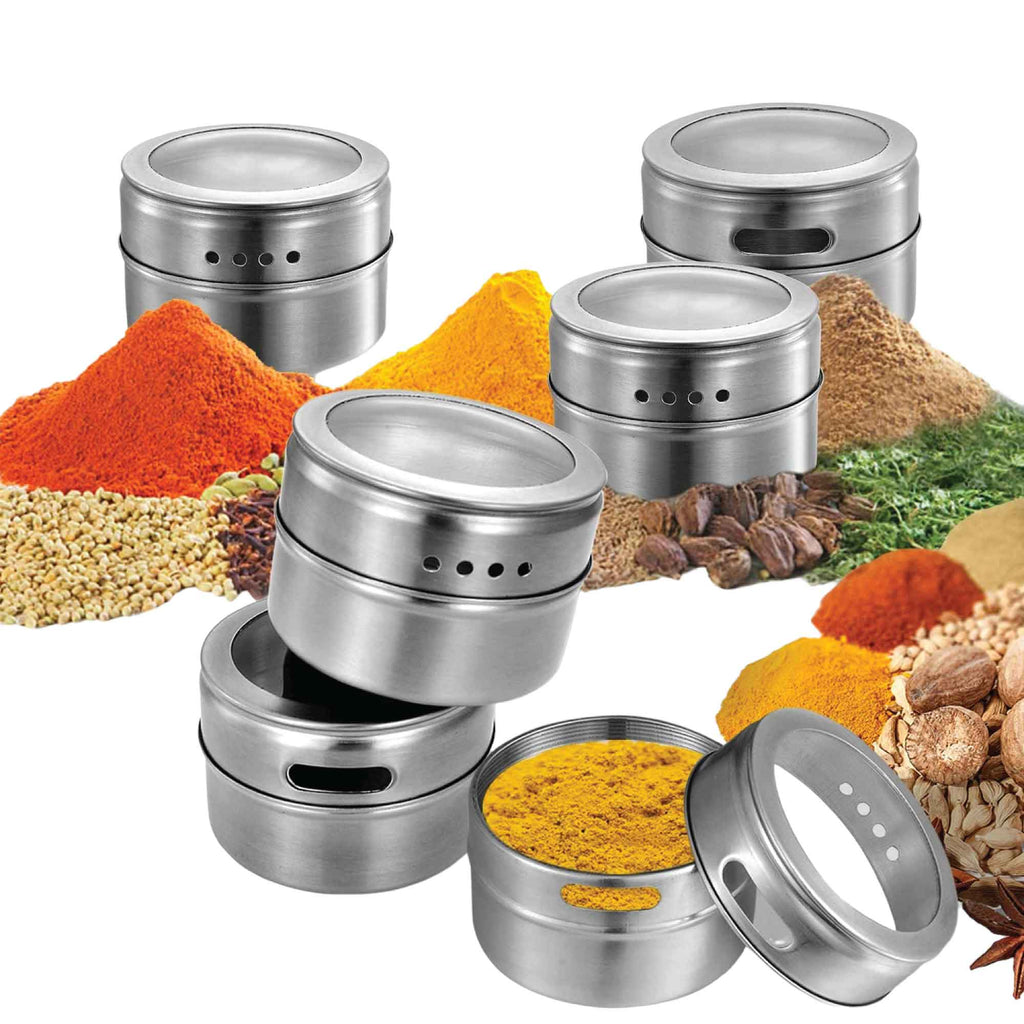 NNEDSZ 150g Magnetic Spice Jar Stainless Steel Tins - Herb Seasoning Storage Container