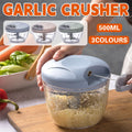 500ml Manual Meat Mincer Garlic Chopper Rotate Garlic Press Crusher Vegetable - Pink
