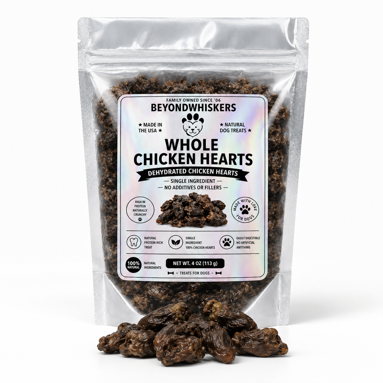 Dehydrated Whole Chicken Hearts Dog Treats