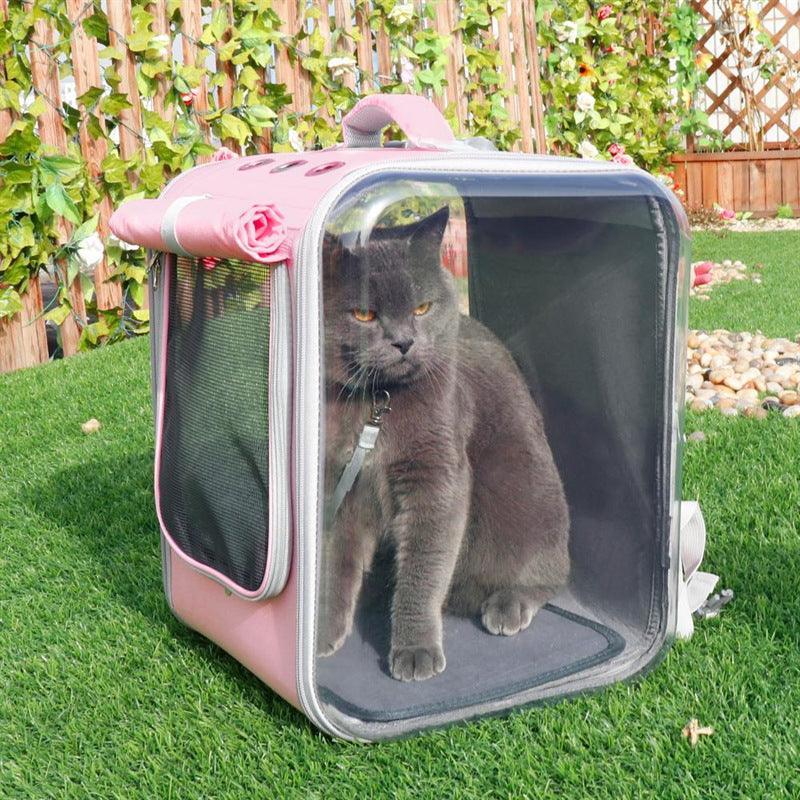 Breathable Bubble Cat Carrier Backpack - Portable Travel Outdoor Shoulder Bag For Small Dogs And Cats