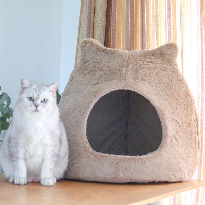 Cozy Retreat: Removable And Washable Semi-Closed Cat Bed For Autumn And Winter