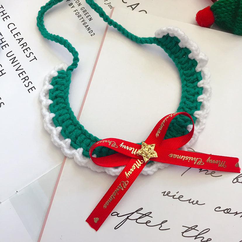 Handcrafted Festive Wool Pet Collar - Stylish Christmas Accessory For Your Beloved Pet