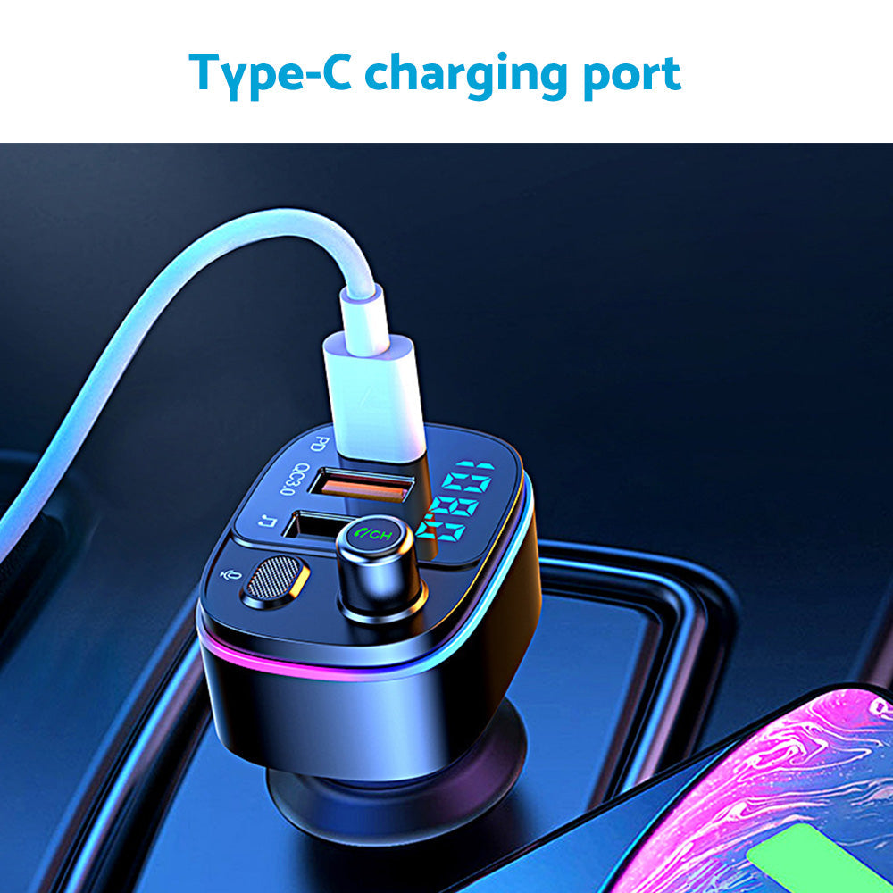 Bluetooth-compatible FM Transmitter Wireless Car Radio Adapter Suitable for 12V-