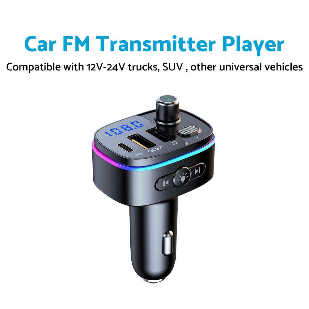 Bluetooth-compatible FM Transmitter Wireless Car Radio Adapter Suitable for 12V-