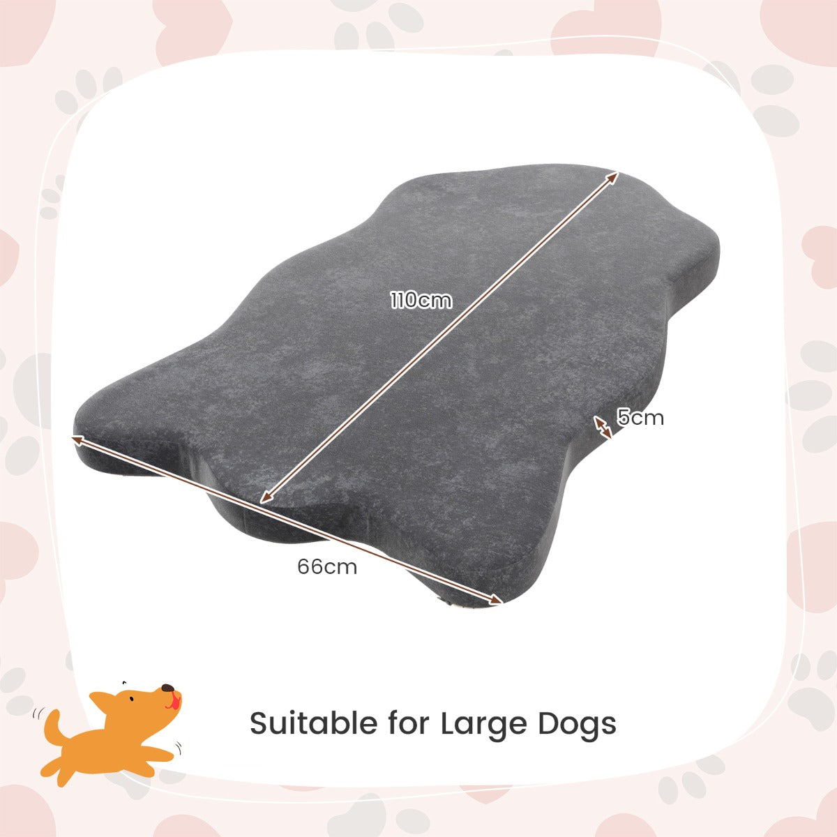 NNECW Orthopedic Dog Bed with Memory Foam Support for Pet-Grey
