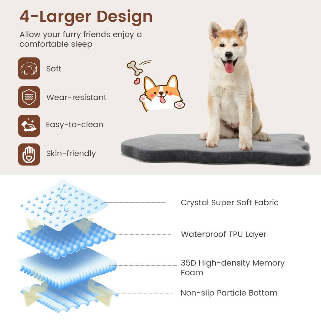 NNECW Orthopedic Dog Bed with Memory Foam Support for Pet-Grey