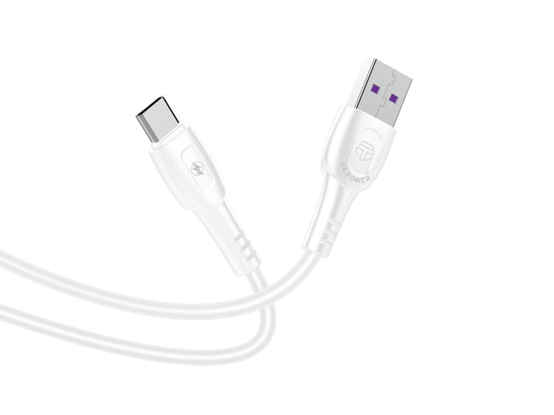 Techancy Cabo De Dados De Carregamento Super-Rápido 6A Branco TB1729, Porta Usb-Tipo-C, 1 M De Comprimento, Carregamento Rápido