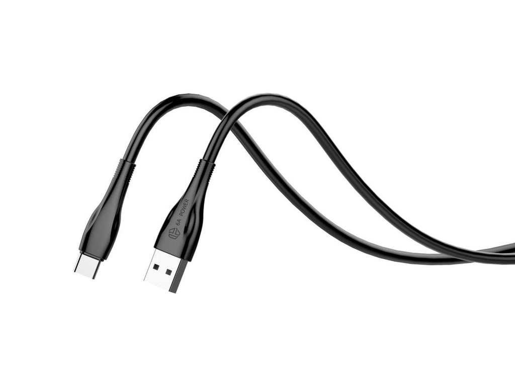 Techancy Cabo De Dados De Carregamento Super-Rápido 6A Preto TB1730, Porta Usb-Tipo-C, 1 M De Comprimento, Carregamento Rápido