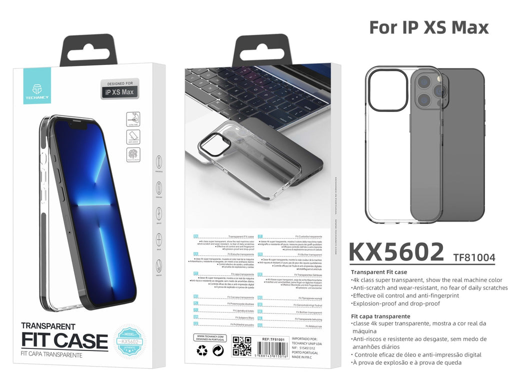 Capa transparente para telemóvel Techancy New Acrylic, KX5602, compatível com iPhone Xs Max, transparente + Preto
