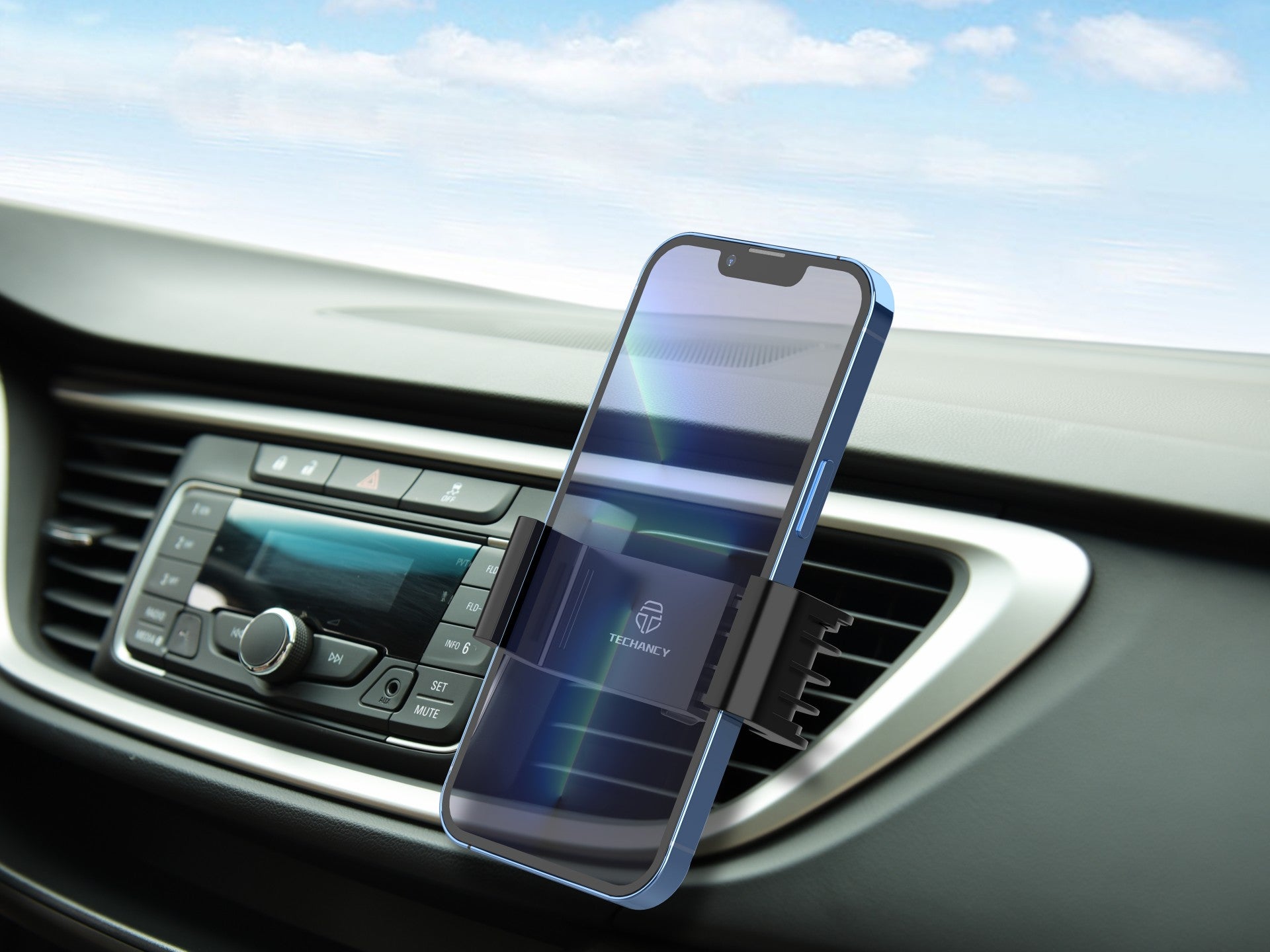 Techancy Suporte Para Telemóvel Para Automóvel Ti2282 Preto, Suporte De Ventilação, Anti-Vibração E Absorção De Choques