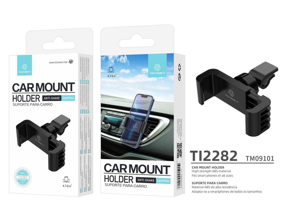 Techancy Suporte Para Telemóvel Para Automóvel Ti2282 Preto, Suporte De Ventilação, Anti-Vibração E Absorção De Choques