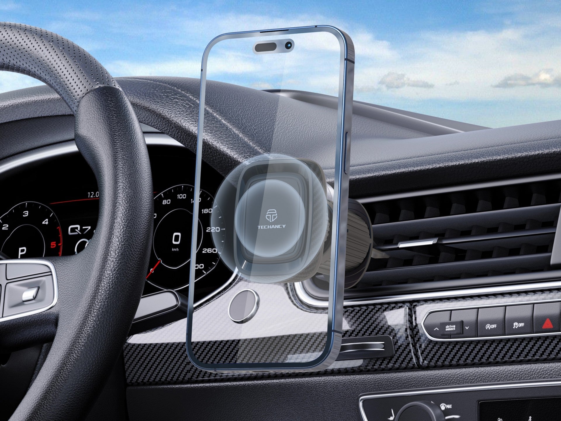 Techancy Suporte Magnético Para Telemóvel Para Automóvel Ti2308, Suporte Para Telemóvel Com Uma Mão, Rotação De 360 Graus