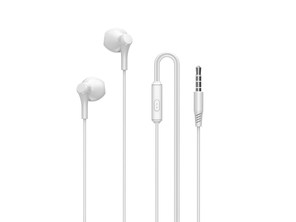 Techancy Auscultadores Intra-Auriculares 1,2 M Brancos TD8088, 3,5 Mm Com Microfone, Auscultadores Com Som Estéreo 3d