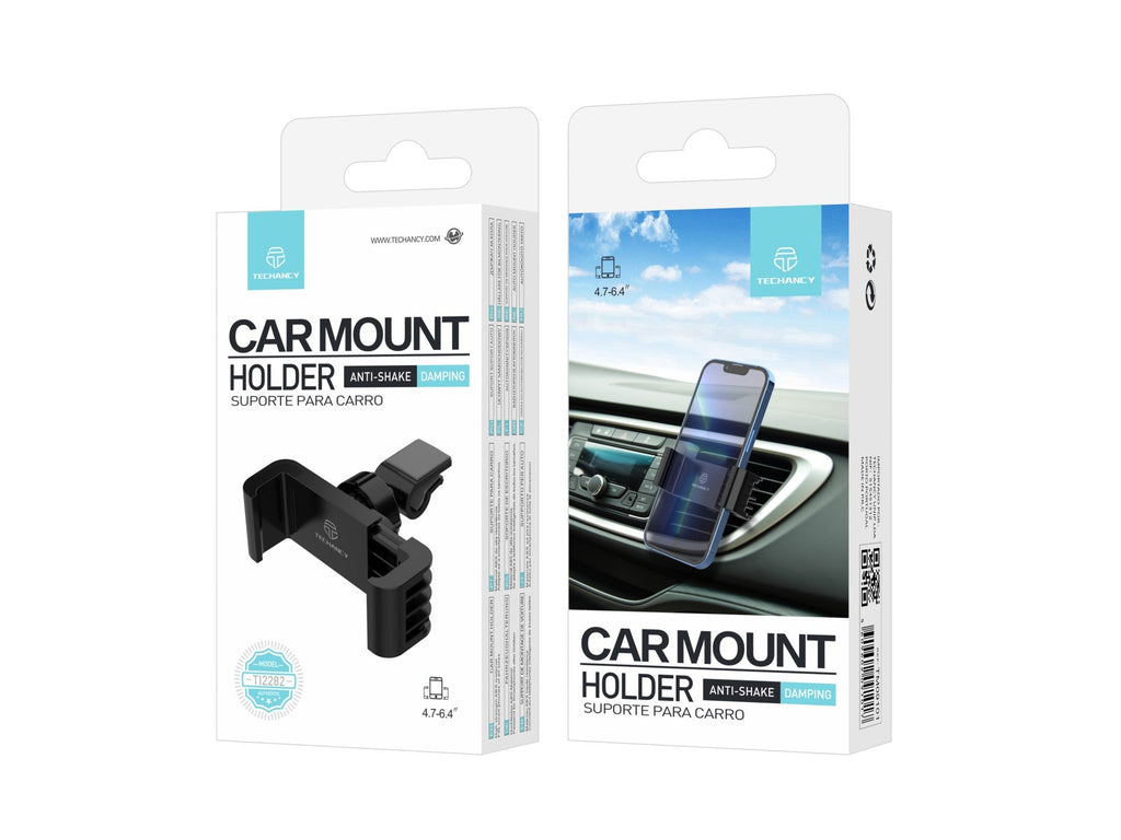 Techancy Suporte Para Telemóvel Para Automóvel Ti2282 Preto, Suporte De Ventilação, Anti-Vibração E Absorção De Choques