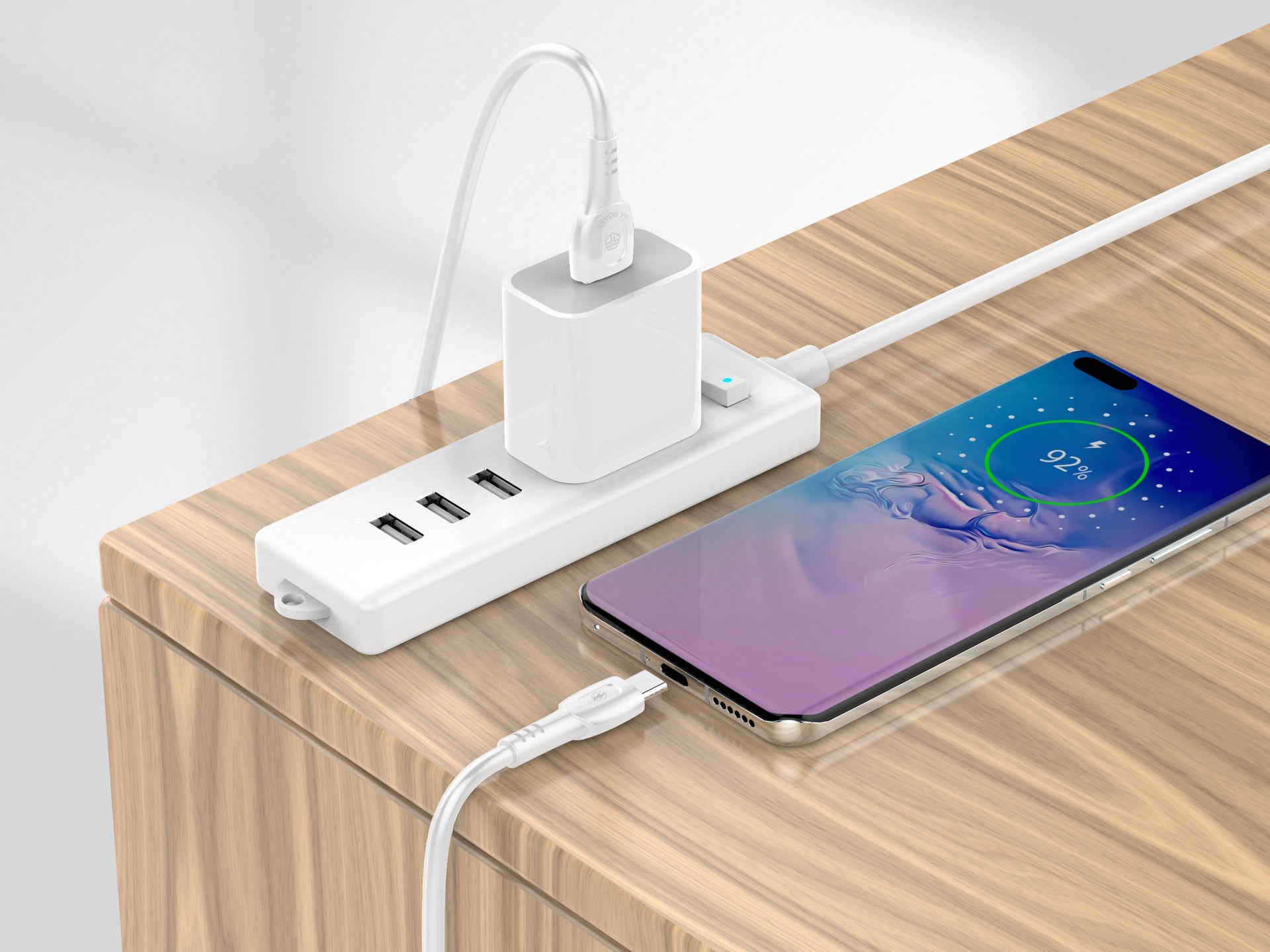 Techancy Cabo De Dados De Carregamento Super-Rápido 6A Branco TB1729, Porta Usb-Tipo-C, 1 M De Comprimento, Carregamento Rápido