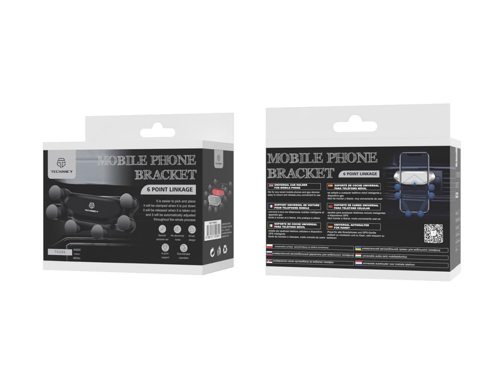 Suporte universal para telemóvel Techancy, TI2203, suporte para carro, preto
