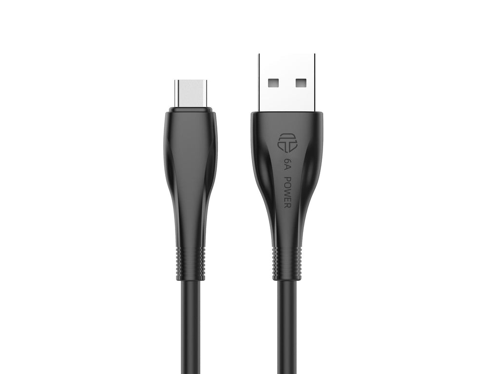 Techancy Cabo De Dados De Carregamento Super-Rápido 6A Preto TB1730, Porta Usb-Tipo-C, 1 M De Comprimento, Carregamento Rápido