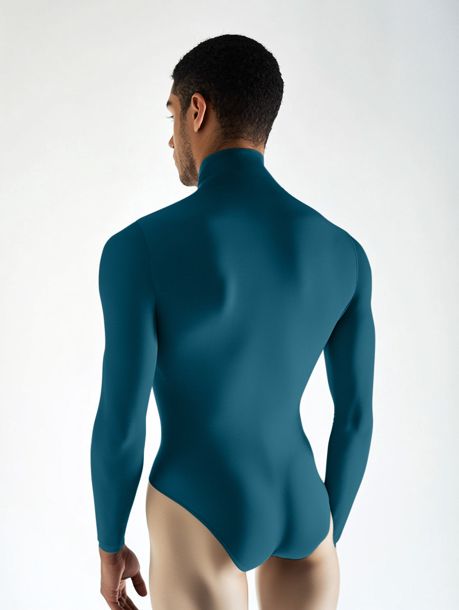 Long Sleeve Mock Neck Leotard - Teal