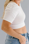 Ruched Sleeve Halftee
