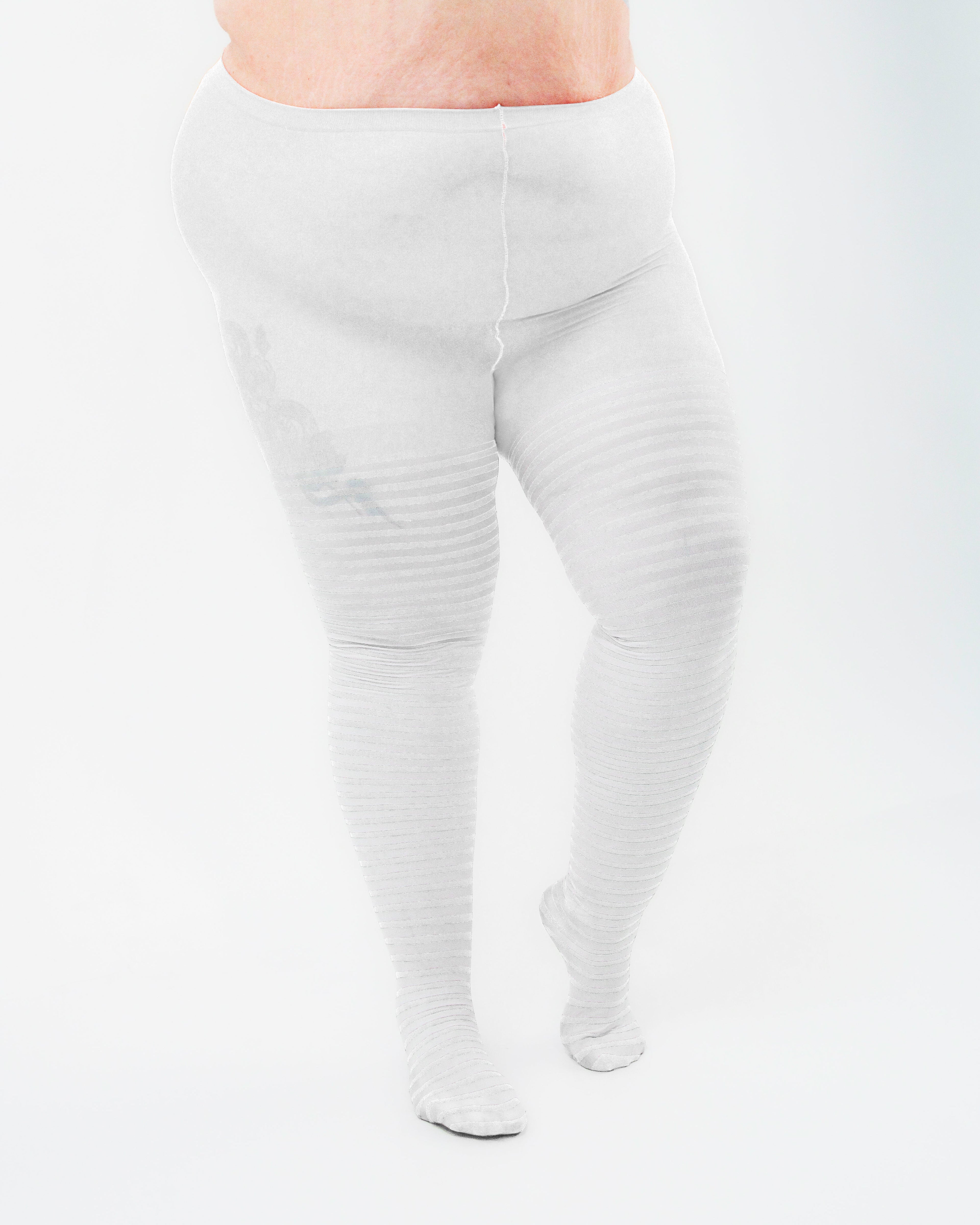 White Striped Tights 60 Denier